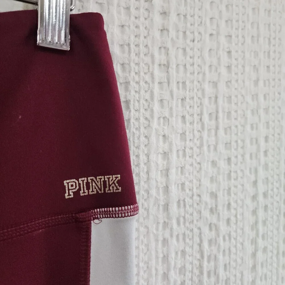 PINK Victoria's Secret Ultimate Maroon Logo Leggings Size Medium - Picture 7 of 12